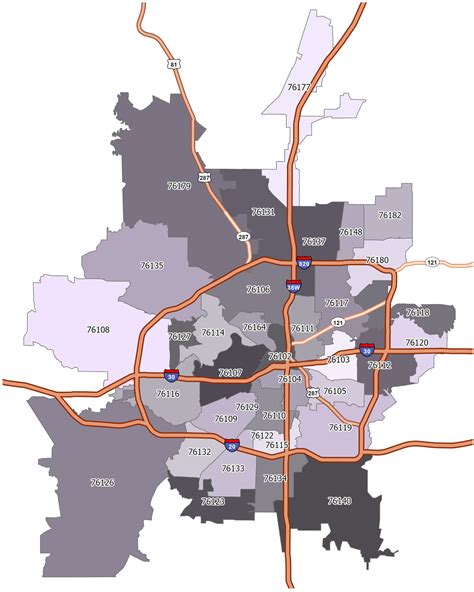 A map of Fort Worth